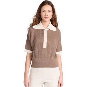 Varley Finch Knit Polo - Taupe Stone / Whitecap